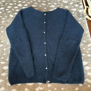 Blue Sezane sweater with button back